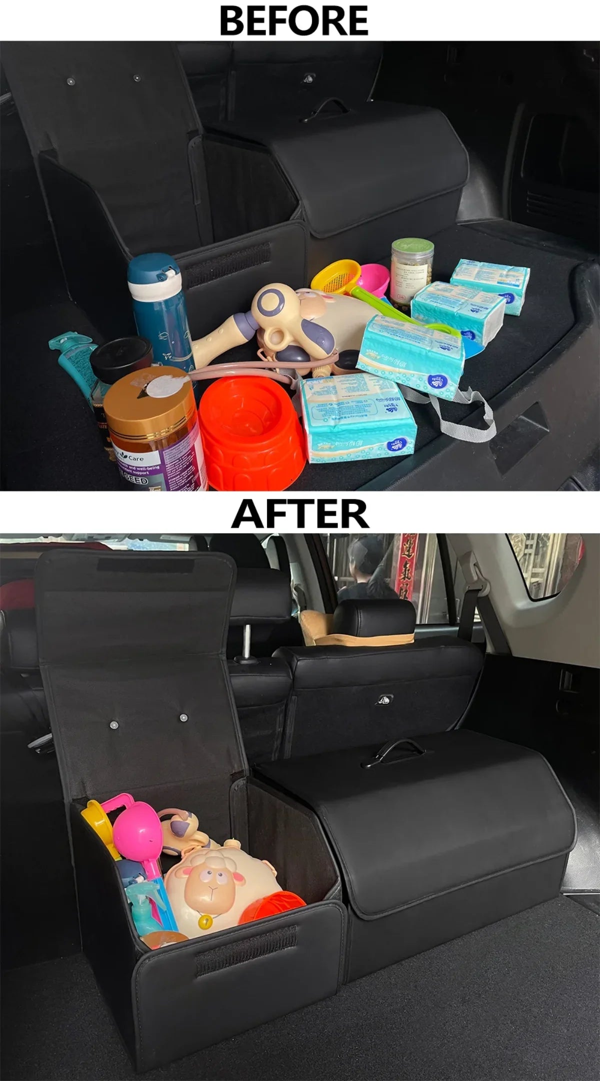 Collapsible Car Trunk Organizer - Premium Waterproof Leather Storage Box